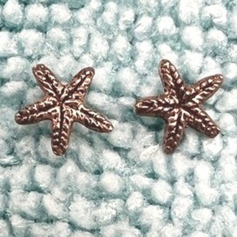 Starfish‎ Stud Earrings Textured Silver Tone Nautical Beach Wear .25"